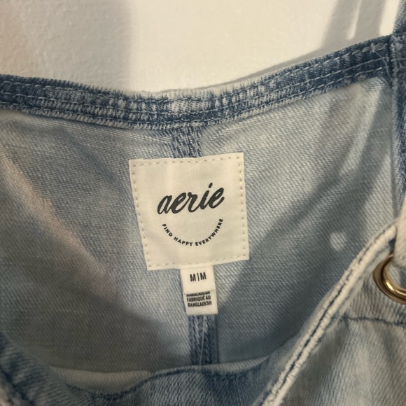 Aerie Double Strap Shortall Light WashDenim Romper NWT Medium - Picture 4 of 11